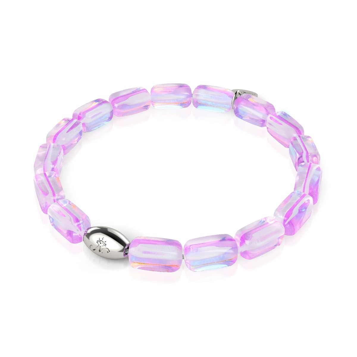 Lila Mondaufgang | 925 Sterling Silber | Galaxie Glaskiesel Armband